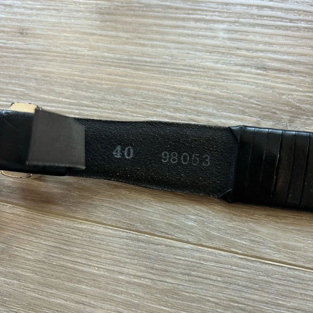 Brighton #98053 Salina Taper Silver & Black Leather Belt Size 40 Vtg 1998‎